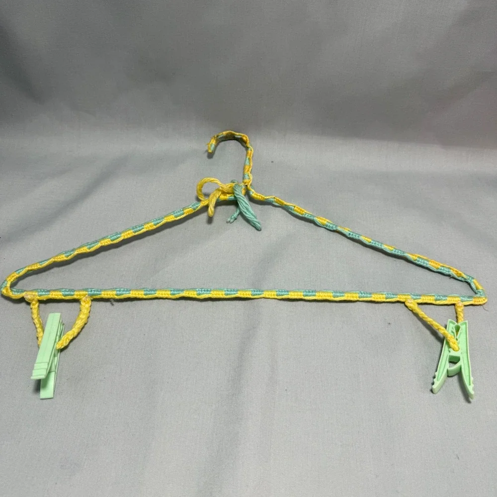 Vintage Yarn Wrapped Crochet Hangers  NalTex Clips Grannycore Estate Lot of 11